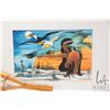 Image 2 : Five pieces of First Nations collectible including framed watercolours, prints and snowshoe with lea