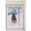 Image 3 : Five pieces of First Nations collectible including framed watercolours, prints and snowshoe with lea