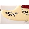 Image 3 : Red Fox Strat style guitar signed by the Family Brown band, ivory colour, SSS pickup configuration, 