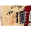 Image 7 : Red Fox Strat style guitar signed by the Family Brown band, ivory colour, SSS pickup configuration, 