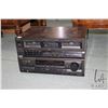 Image 1 : Two Technics home audio units including a RS-TR 157 stereo double cassette deck and an SA-G67 AV con