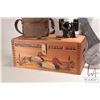 Image 2 : Duck motif wooden box with removable tray, labeled Sportman's Field Box, 8" H X 18" W X 9" D plus de