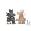 Image 1 : Two soapstone Inukshuks including carved with face and signature on base and one unsigned, each appr