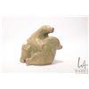 Image 1 : Inuit carved green soapstone of bear fighting a walrus, no signature seen, 7" in height