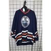 Image 1 : CCM Edmonton Oilers hockey jersey. Adult size XXL. Note: marks, peeling logo and staining