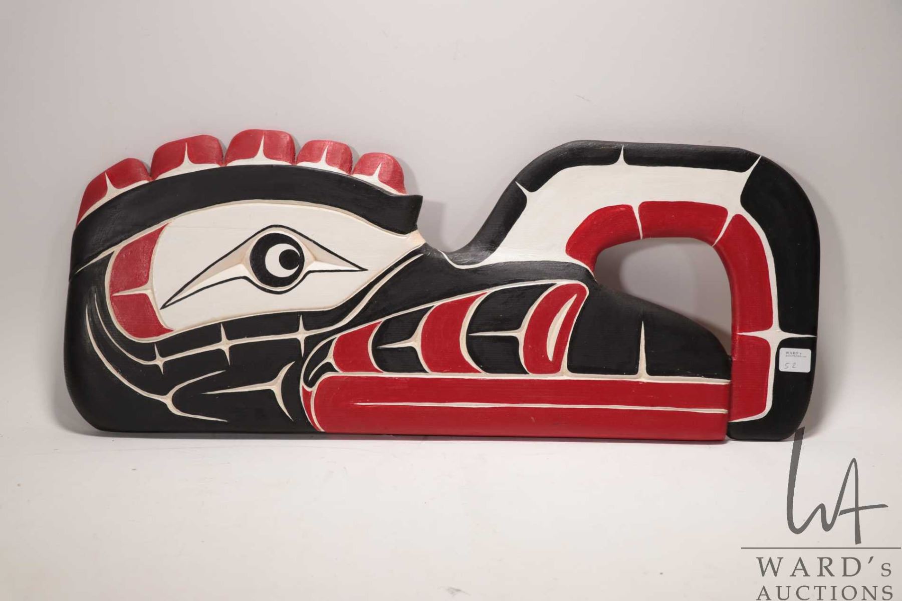 Haida Hand Hand carved and painted Haida plaque, titled on verso