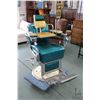Image 1 : Vintage Koken barber chair with hydraulic lift and metallic green upholstery and metallic gold child