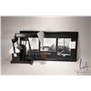 Image 1 : Home made model pump jack 19" in height and a collage of vintage oil scenes labeled "Imperial Red Wa