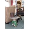 Image 1 : Well drill bit converted to side table 11" in height and a nickel plated drill bit motif 20" lamp an