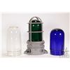 Image 1 : Industrial lamp with three globes, colourless, blue and green