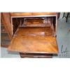 Image 2 : Art Deco matched grain walnut three drawer, fall front secretaire with book/ curio display topper, 7
