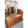 Image 1 : Mid century modern walnut mirrored six drawer dresser, 31" H X 59" W X 17" D, plus mirror