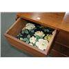 Image 2 : Mid century modern walnut mirrored six drawer dresser, 31" H X 59" W X 17" D, plus mirror