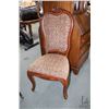 Image 1 : Modern, antique style upholstered side chair with scroll feet and decorative carving