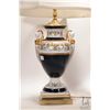 Image 2 : Neoclassical design table lamp with gold accents on brass bass, including shade, 30" in height