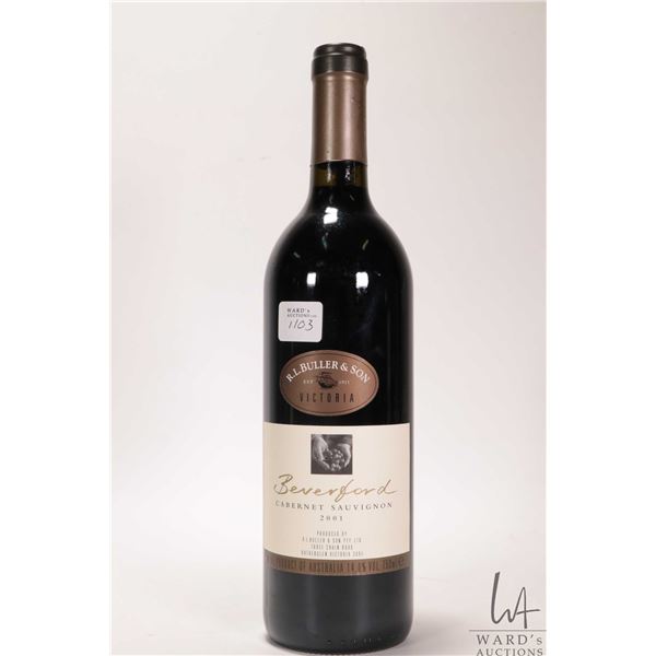Beverford/ 2001/ Cabernet Sauvignon/ 750ml/ 14% ABV  Note: Alcohol cannot be insured by any courier 