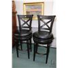 Image 1 : Pair of modern swivel high back bar stools with 30" H upholstered seats