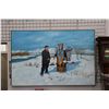 Image 2 : Peca Rajkovic framed acrylic on canvas painting of a meeting, artist signed 48" H X 72" W