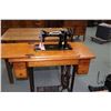 Image 2 : Antique Singer treadle sewing machine in wood and metal cabinet, working at time of cataloguing and 