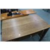 Image 2 : Mission style oak library table/ desk with single drawer, under shelf and book storage on each side,