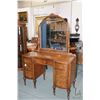 Image 1 : Antique matched grain, double pedestal vanity with mirror, 46" W X 20" D