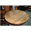 Image 2 : Center pedestal Mission style oak 44" diameter dining table with three 10 1/2" insert leaves plus on