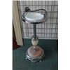 Image 1 : Antique chrome and onyx floor standing ash stand with milk glass ashtray and United States of Americ