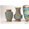 Image 2 : Five pieces of vintage collectible cloisonne including a pair of vintage 6" vases, small lidded box 