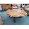 Image 1 : Antique burl walnut tilt top loo table converted to coffee table and no longer tilting, 20"H x 56" x