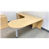 Image 2 : 3 PCS. NATURAL FINISH OFFICE SET - 3 DRAWER DESK, WALL MOUNT CABINET AND