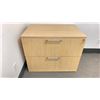 Image 2 : 2 PCS. NATURAL FINISH OFFICE SET - 3 DRAWER DESK AND 2 DRAWER LATERAL FILING CABINET