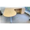 Image 2 : 3 PCS. NATURAL FINISH OFFICE SET - 3 DRAWER DESK, 2 DRAWER LATERAL FILING CABINET
