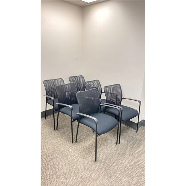 GROUP OF 6 BLACK MESH BACK OFFICE CLIENT CHAIRS