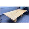 Image 2 : NATURAL FINISH 8FT X 4FT BOARDROOM TABLE WITH POWER OUTLET AND ASSORTED JACKS