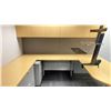 Image 2 : NATURAL & GREY OFFICE DESK SYSTEM WITH WALL MOUNT CABINET, LATERAL FILING CABINETS AND