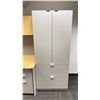 Image 3 : NATURAL & GREY OFFICE DESK SYSTEM WITH WALL MOUNT CABINET, LATERAL FILING CABINETS AND