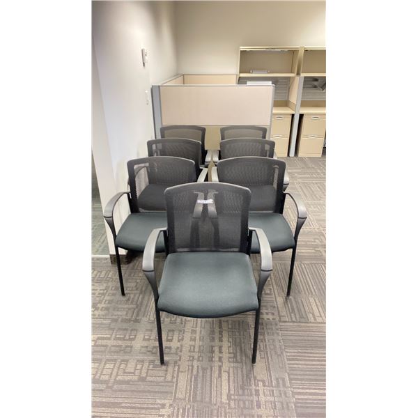 GROUP OF 7 BLACK MESH BACK OFFICE CLIENT CHAIRS