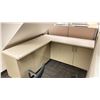 Image 2 : 2 TONE GREY LAMINATE TOP CORNER STORAGE CABINET - APPROX. 6FT X 6FT X 1 3/4FT WIDE X 3FT HIGH