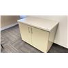 Image 2 : 2 TONE GREY LAMINATE TOP STORAGE CABINET - APPROX.3 3/4FT ACROSS X 2FT WIDE X 3FT HIGH