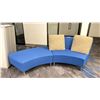 Image 1 : BLUE 2 PCS. CRESCENT SHAPED SOFA WITH 2 BEIGE THROW CUSHIONS