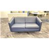 Image 1 : BLUE LEATHER LOVESEAT *LEATHER MATERIAL AT BACK NEEDS REPAIR*