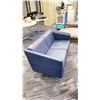 Image 3 : BLUE LEATHER LOVESEAT *LEATHER MATERIAL AT BACK NEEDS REPAIR*