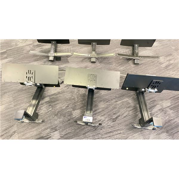 GROUP OF 3 ERGOTRON DESK MOUNT DOUBLE MONITOR STAND