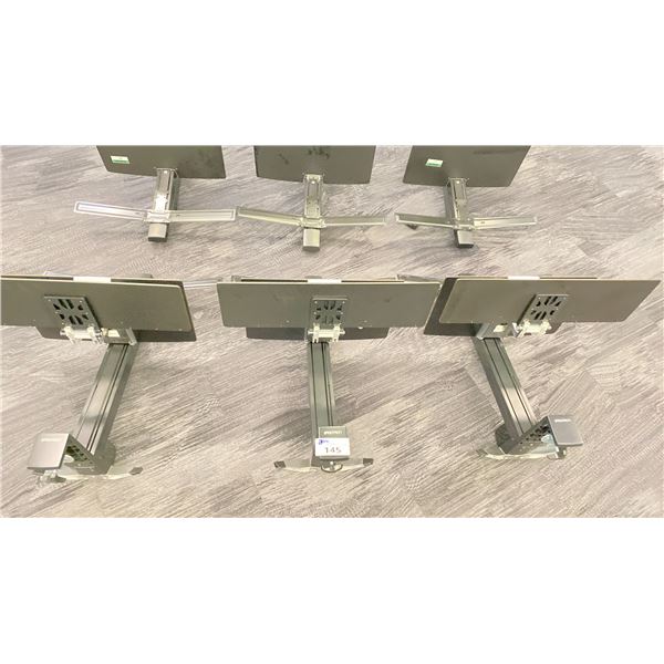 GROUP OF 3 ERGOTRON DESK MOUNT DOUBLE MONITOR STAND