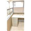 Image 4 : 2 DESKS WITH CUBICLE WALLS OFFICE WORK SPACE SYSTEM