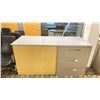 Image 1 : 2 GLOBAL LATERAL FILING CABINETS IN GREY & NATURAL, LARGE 7 DRAWER OFFICE CABINET TABLE