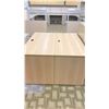 Image 2 : 2 NATURAL FINISH DESK/PRINTER TABLES - EACH MEASURES APPROX. 4FT ACROSS X 2FT WIDE X 2 1/2FT HIGH