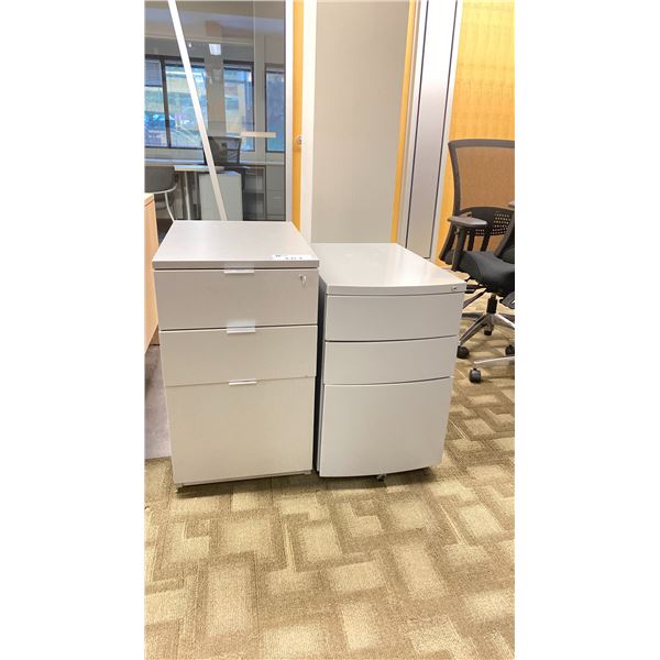 2 SMALL GREY 3 DRAWER MOBILE FILING CABINETS