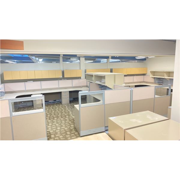 8 DESKS WITH CUBICLE WALLS OFFICE WORK STATION SYSTEM