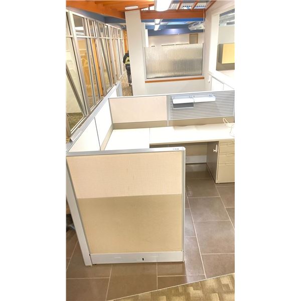 2 DESKS WITH CUBICLE WALLS OFFICE WORK STATION SYSTEM